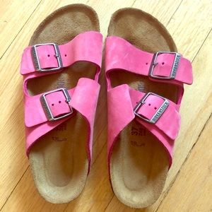 pink birkenstock slides
